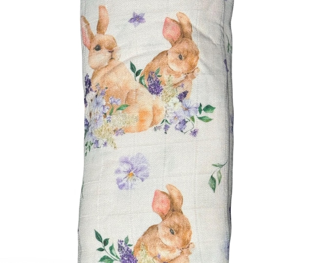 Baby Swaddle Blanket in Bunny Pattern,  super soft bamboo material, perfect baby shower gift or for infant photoshoot