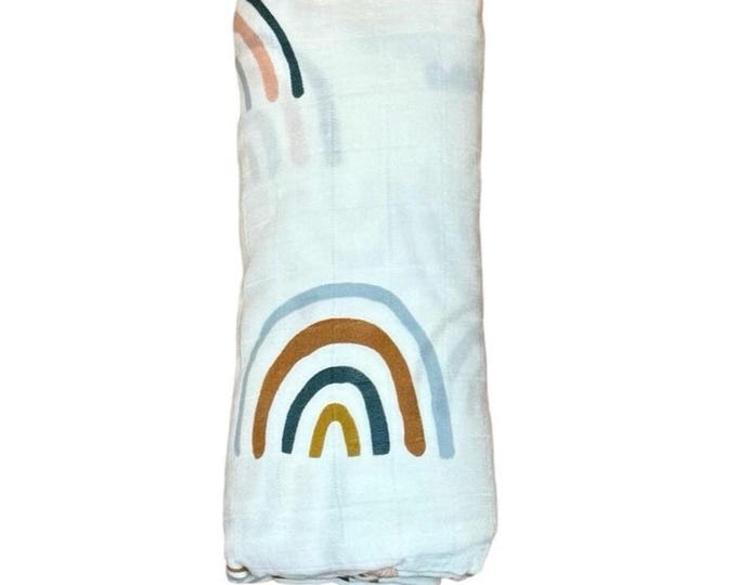 RESTOCKED!! Rainbow Baby Swaddle Blanket: Soft Bamboo Fabric, Photoshoot Prop