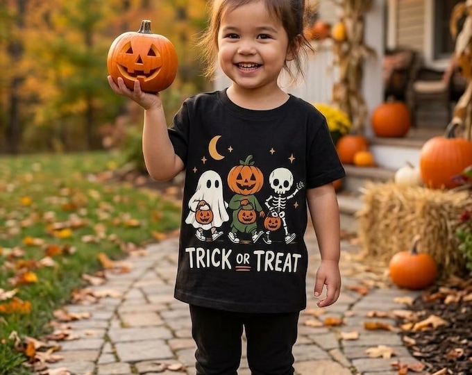 Trick Or Treat T-Shirt (Kids), all ages available! Get matching family shirts!