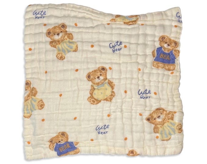 4 pack Wash/Burp Cloths in Teddy Bear Pattern, 10 x 10