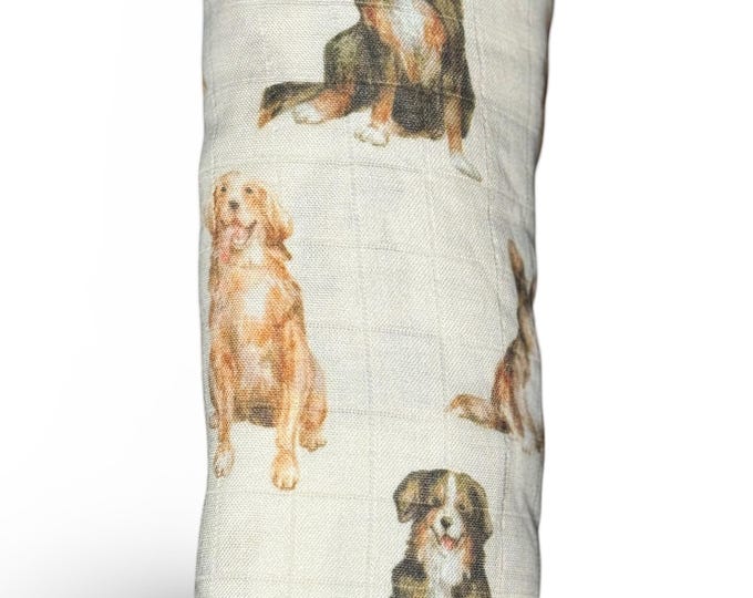 Swaddle Blanket in Doggie Print,  super soft bamboo fabric, perfect baby shower gift or for infant photoshoot