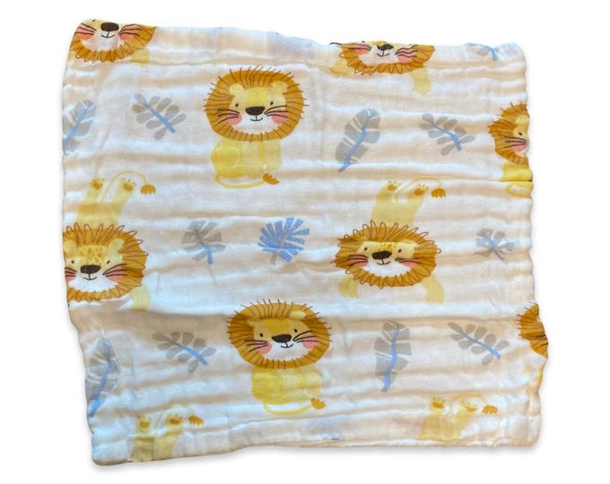 4 pack Wash/Burp Cloths in Lion Pattern, 10 x 10