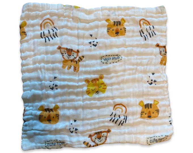 4 pack Wash/Burp Cloths in Tiger Pattern, 10 x 10