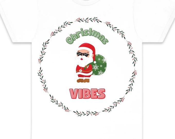 Big Kid Christmas Vibes with Sant aT-Shirt (long or short sleeve available)