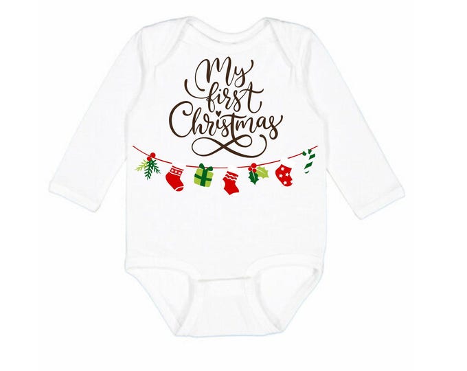 My First Christmas Onesie for Infant ( long or short sleeve available, same price)