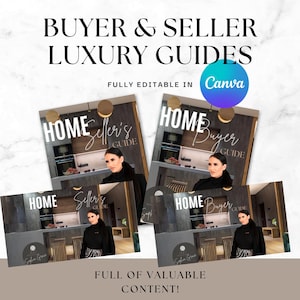 real estate buyer and seller guide, buyers guide, seller guide, canva, home buyer guide, real estate buyer, real estate marketing template