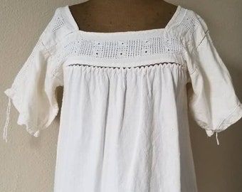 Vintage 60s handmade boho linen blouse, AMAZING!