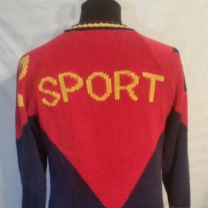 Vintage 80s cotton ramie sweater, size small, unisex SPORT on back