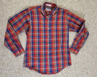 70s mens plaid shirt western style McGregor 15x32