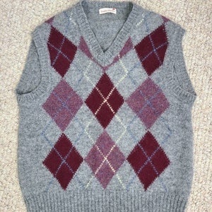 Vintage vest, mens, wool, argyle, 40 image 3