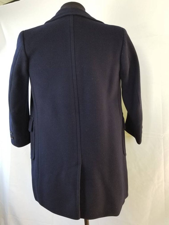 40s 50s Boys overcoat, navy wool coat, 36" Saks F… - image 3