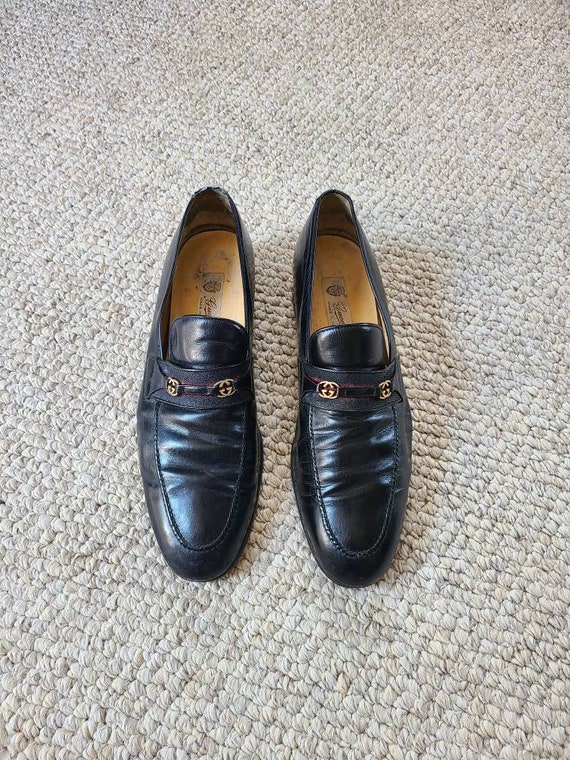 70s GUCCI Loafers Slip on Shoes Mens 48 Leather Leather 