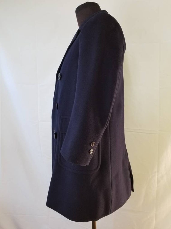 40s 50s Boys overcoat, navy wool coat, 36" Saks F… - image 8