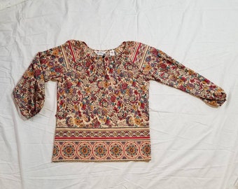 Boho 60s hippie blouse,  Miss Charm, size 10, 42