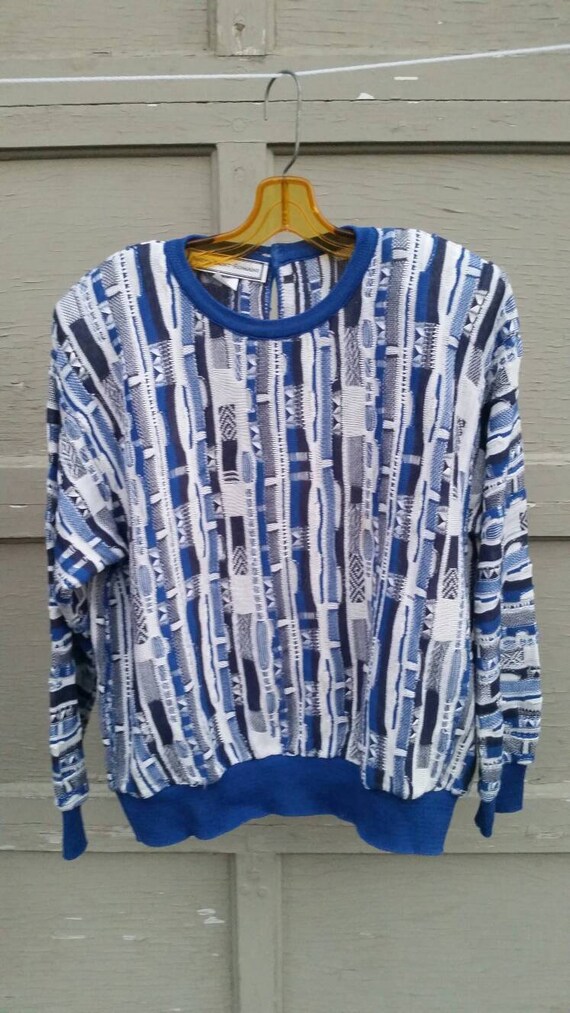 Vintage Coogi style sweater, shoulder pads, L, lar