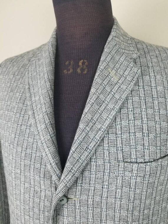 40s 50s sportcoat, mens 40L jacket, light blue gr… - image 3