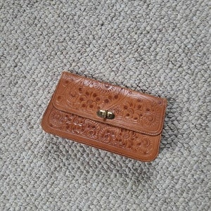60s clutch, hand tooled leather, boho purse