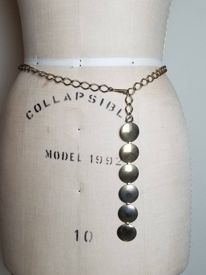 gold color 39 brass and metal vintage 60s-70s adjustable chain Brass belt