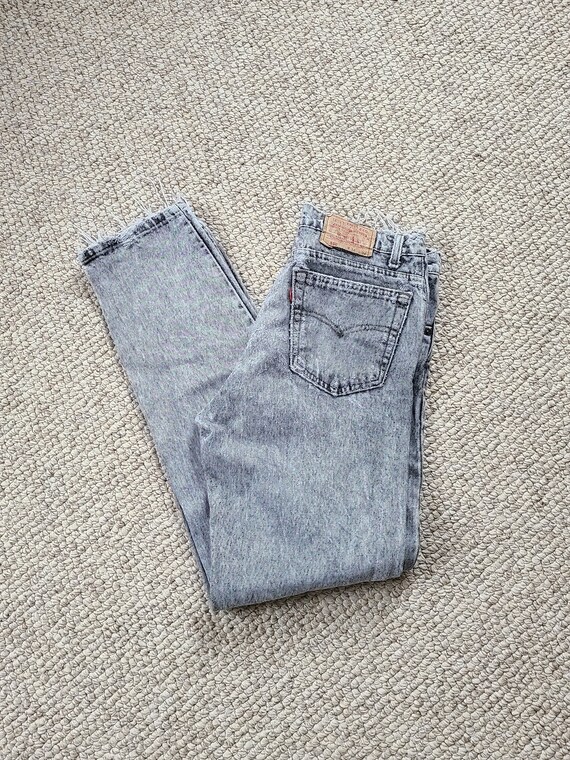 80s Levi's, mens jeans, distressed, 34x34, gray wa