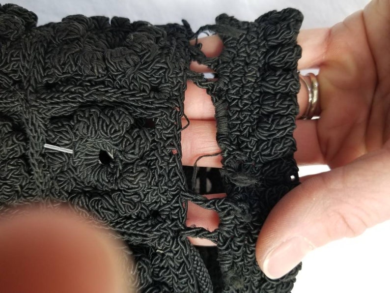 40s purse, black handbag, crocheted image 2