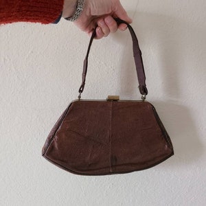 30s 40s alligator handbag, brown, purse image 2