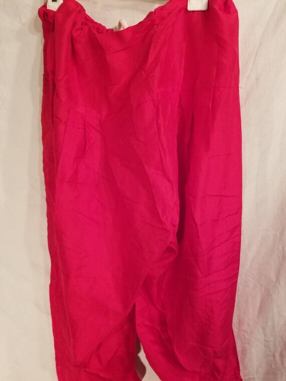 Handmade red sari pants, genie, harem - Gem