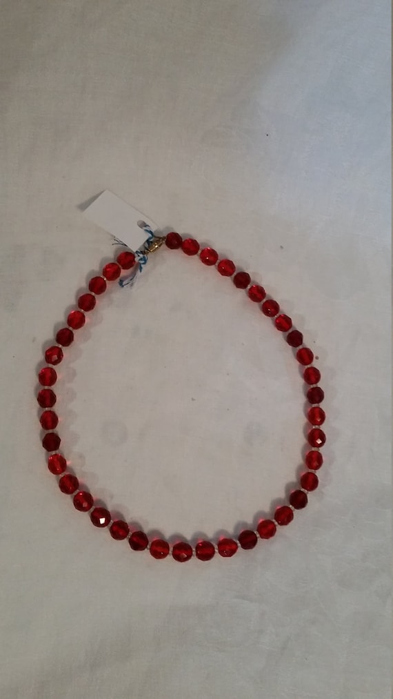 Red glass vintage necklace