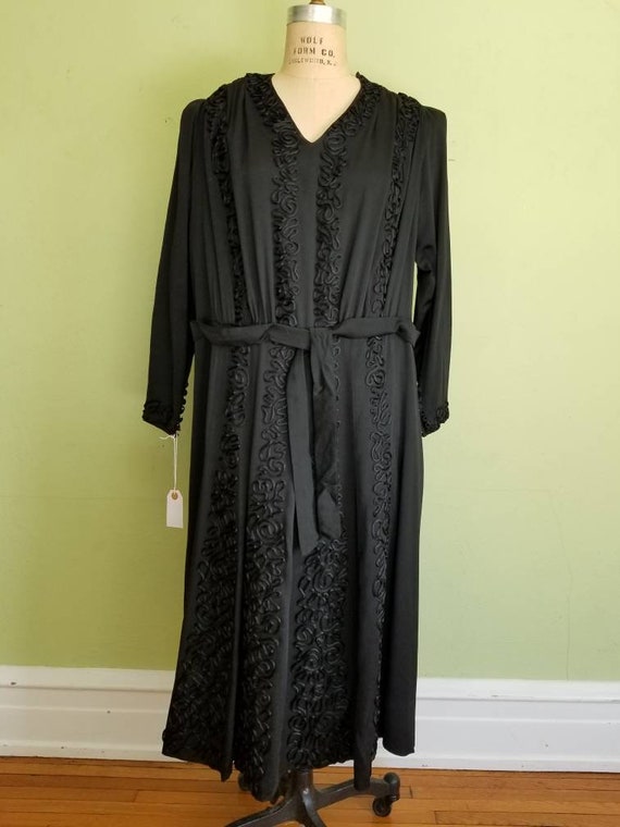 XXL 10s 20s teens twenties black silk gown, 48 - image 2