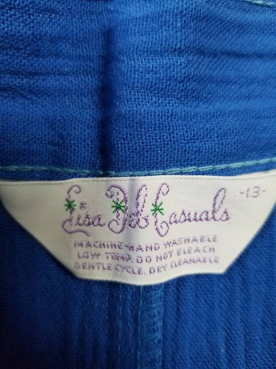 70s culottes, royal blue hippie pants capris size… - image 5