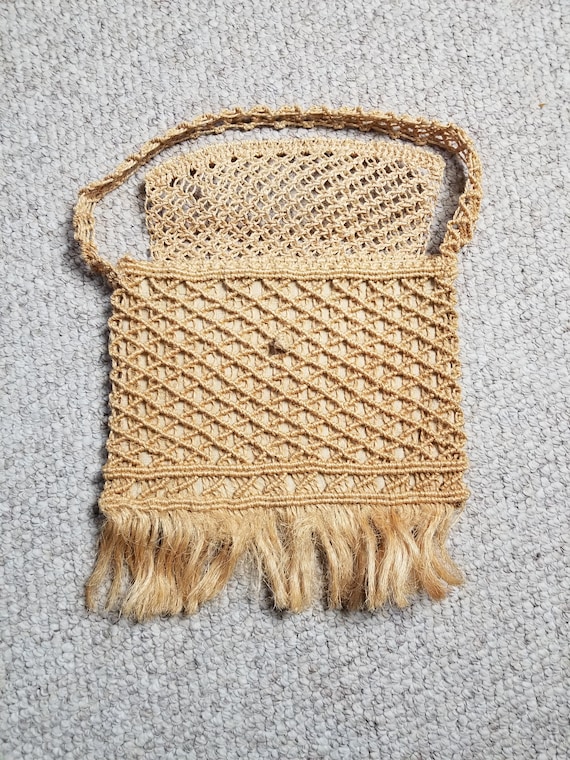 Boho macrame straw purse - image 2