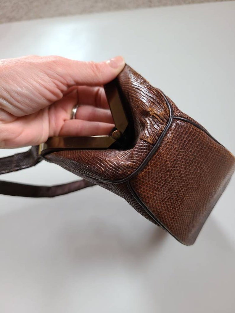 30s 40s alligator handbag, brown, purse image 8
