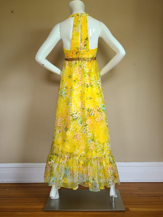 60s dress, floral maxi gown with bolero, sleevele… - image 4