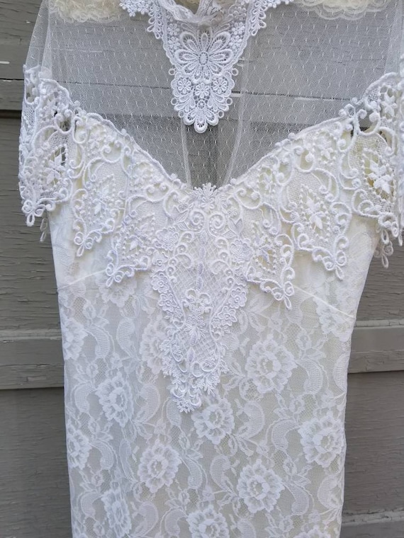 80s lace wedding gown, vintage, 40 bust, ivory, s… - image 7