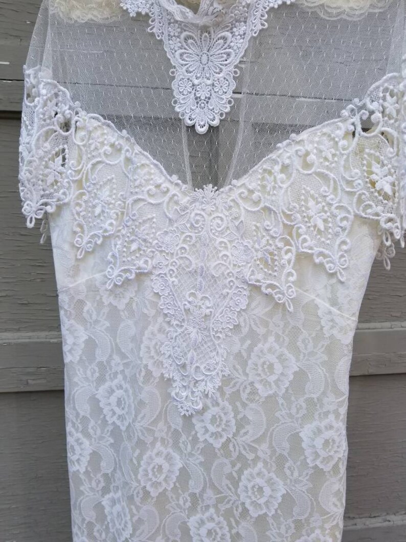 80s Lace Wedding Gown Vintage 40 Bust Ivory Size 12 | Etsy