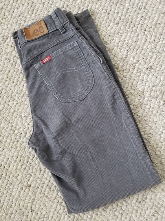 80s LEE pants, girls size 12, grey corduroy, LEE … - image 2