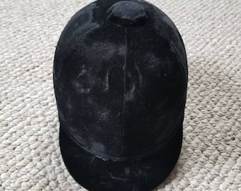 Vintage riding hat, black velveteen,  size 7