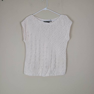 80s sweater vest, 40, beige, cotton ramie