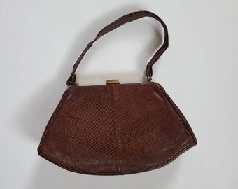 30s 40s alligator handbag, brown, purse