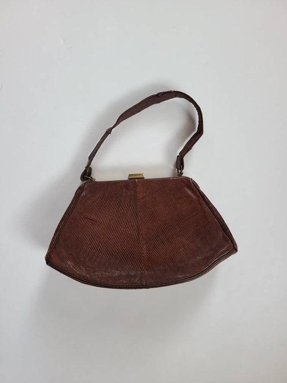 30s 40s alligator handbag, brown, purse