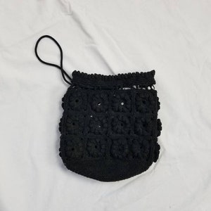 40s purse, black handbag, crocheted image 1