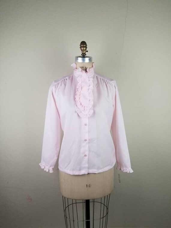 NWT 80s blouse, Victorian style, light pink, new … - image 1