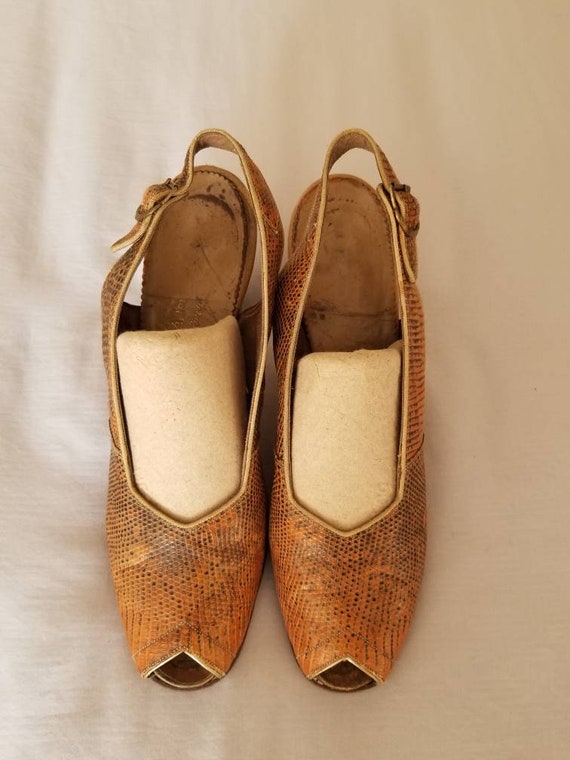 30s-40s heels, sandals, peep toe pumps, snakeskin… - image 2