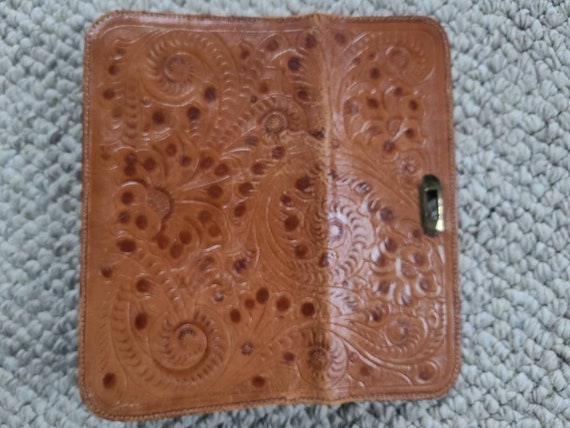 60s clutch, hand tooled leather, boho purse - image 3