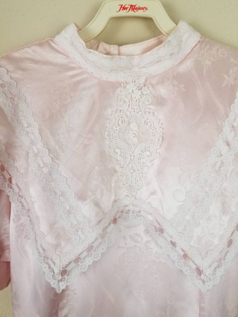 80s girls dress pink satin brocade size 14 Gunne Sax by Jessica McClintock