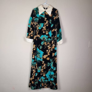 60s dress, velvet floral, amazing and beautiful! 36, floor length gown