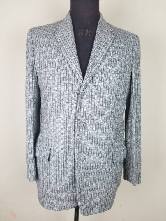 40s 50s sportcoat, mens 40L jacket, light blue gr… - image 2