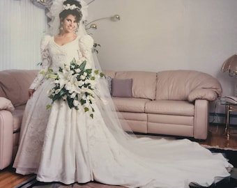 80s wedding gown, wedding dress, white wedding, 80s, beaded gown