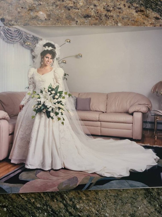 80s wedding gown, wedding dress, white wedding, 80