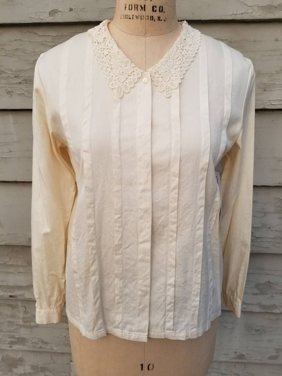 80s blouse, lace collar, edwardian,  Victorian, 1… - image 10