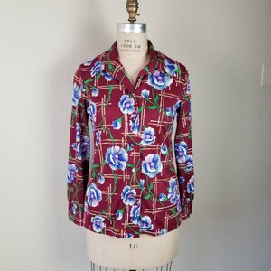 70s blouse, ladies 40 butterfly collar
